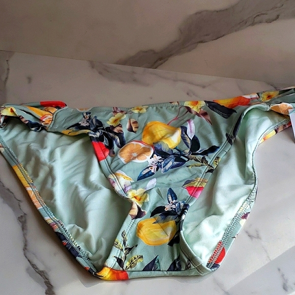 Kona Sol Double Tab Medium Coverage  Hipster Bikini Bottom Floral & Fruit XL # - Picture 7 of 12